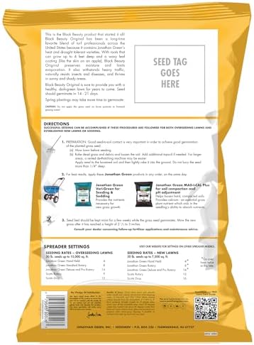 Jonathan Green (10317) Black Beauty Original Grass Seed Blend - Cool Season Lawn Seed (15 lb)