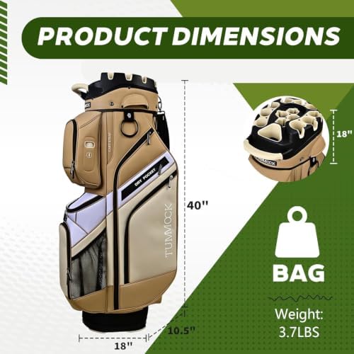 Golf Cart Bag, 14-Way Top Divider with Multiple Storage Pockets, Lightweight & Durable Golf Bag for Men, Cart-Friendly Design