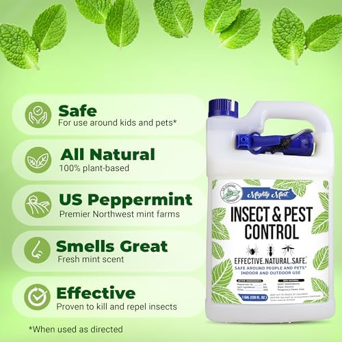 Mighty Mint Peppermint Oil Insect Repellent Spray, 16 oz | Natural Indoor & Outdoor Bug Control for Spiders, Ants, Roaches, Plant-Based, Extra-Strong Formula with Microfiber Cloth