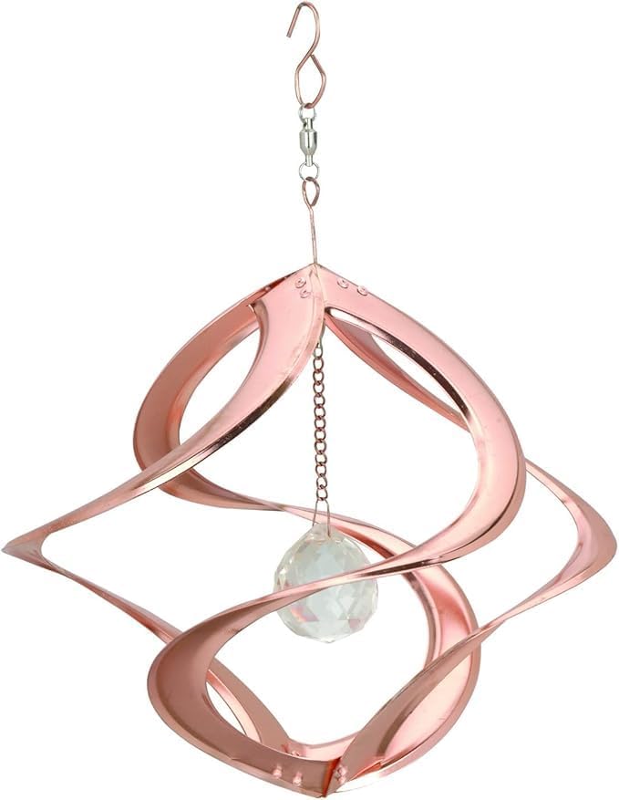 Red Carpet Studios The Original Cosmix Helix Wind Spinner Indoor/Outdoor Hanging Art, 11" Tall, Copper with Blue Planet
