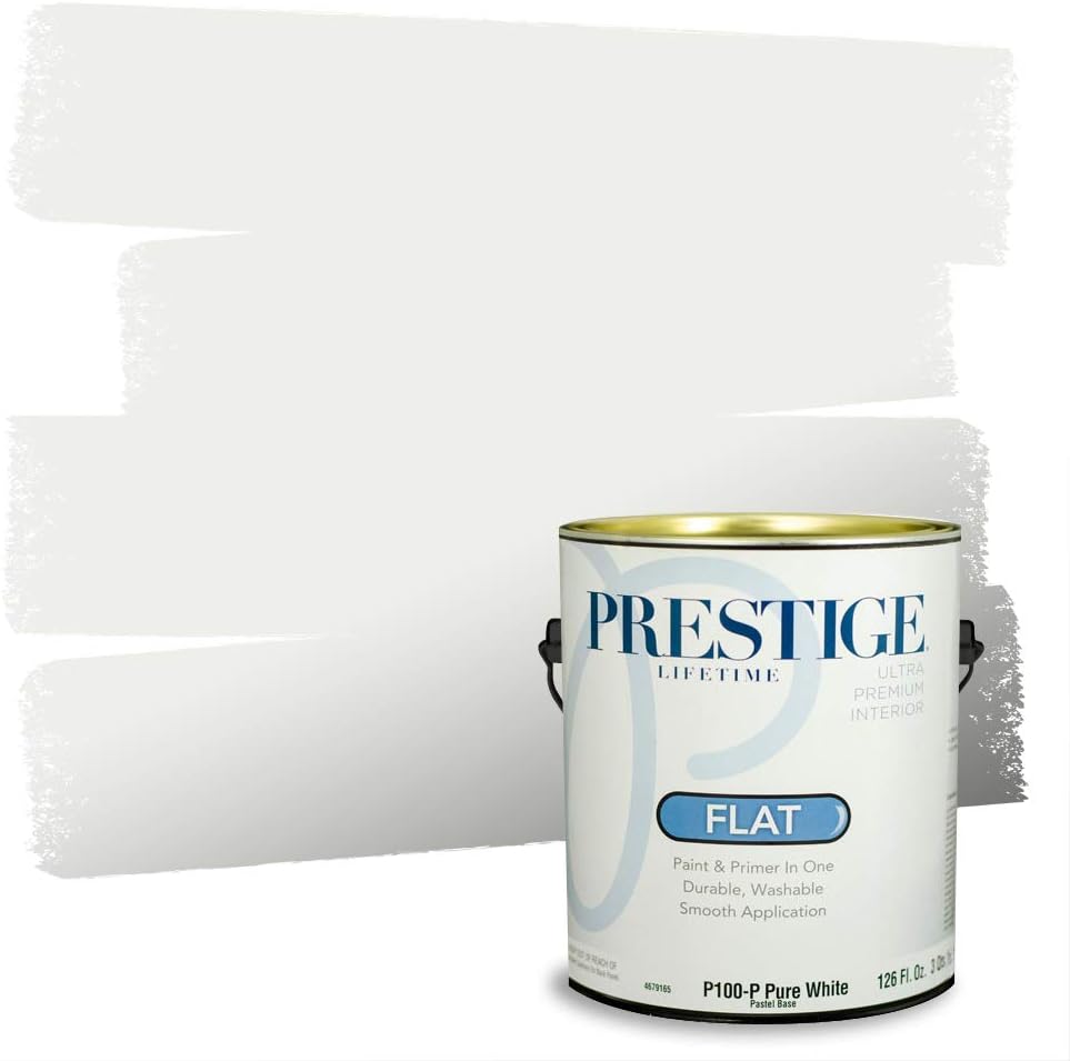 PRESTIGE Paints Exterior Paint and Primer In One, 1-Gallon, Semi-Gloss, Comparable Match of Sherwin Williams* Pure White*