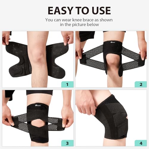 Knee Brace with Side Stabilizers for Meniscus Tear,Adjustable Knee Wrap | for Pain Relief, Breathable Compression Knee Support for Knee Pain, ACL, MCL, Arthritis, Sports, Women&Men (Black, X-Large)