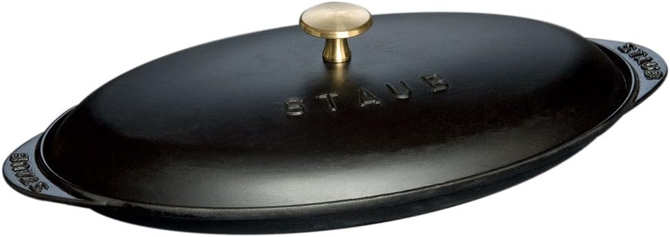 Staub Cast Iron 14.5-inch x 8-inch Covered Fish Pan - Matte Black, Made in France