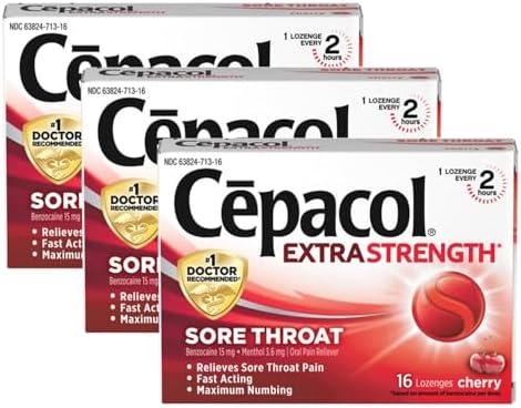 Cepacol Extra Strength Sore Throat & Cough Relief Lozenges, 16 Count, Mixed Berry Flavor, Maximum Numbing, Fast Acting Relieves Sore Throat Pain, and Quiets Cough (Pack of 4)