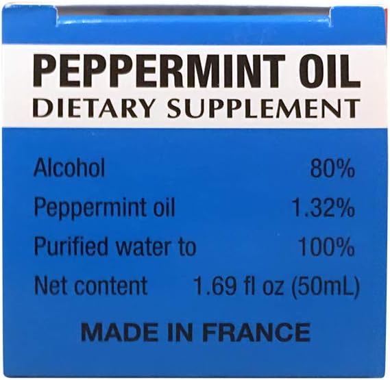 Ricqles Peppermint Oil Dietary Supplement (Supports Healthy Digestion, Intestinal Comfort) (1.69 fl. oz) (1 Bottle) (Product of France).