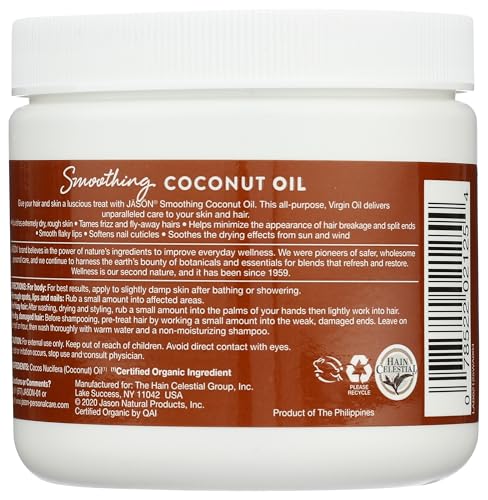 Jason Organic Unrefined Oil, Smoothing Coconut, 15 Oz