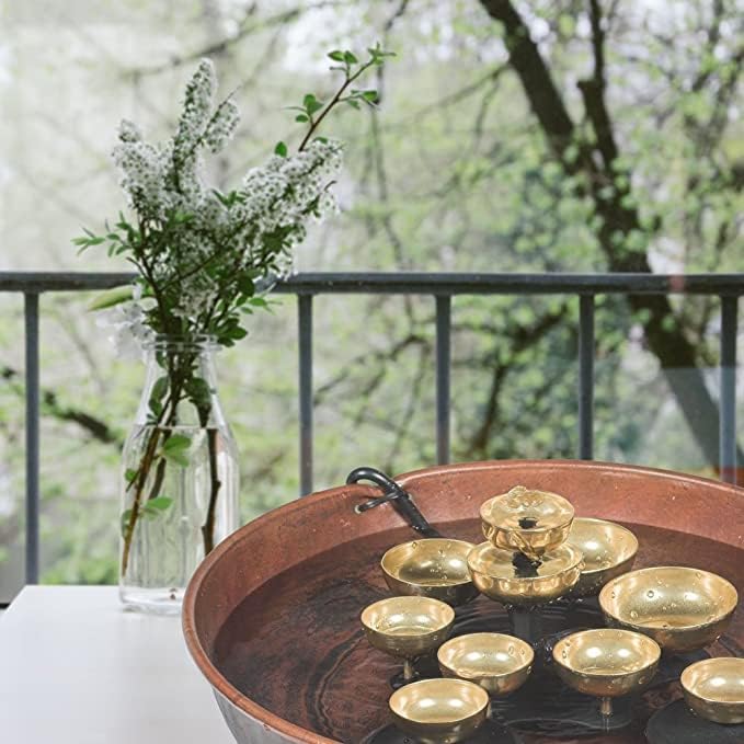 Woodstock Wind Chimes Encore Water Bell Fountain (14") Brass Serenity Bells Black Bowl for Indoor Home Garden Décor Christmas/Hanukkah Gifts (WEWBF)