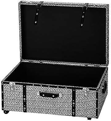 DormCo Texture® Brand Trunk - White Threaded Black 29"L x 20"W x 14"H