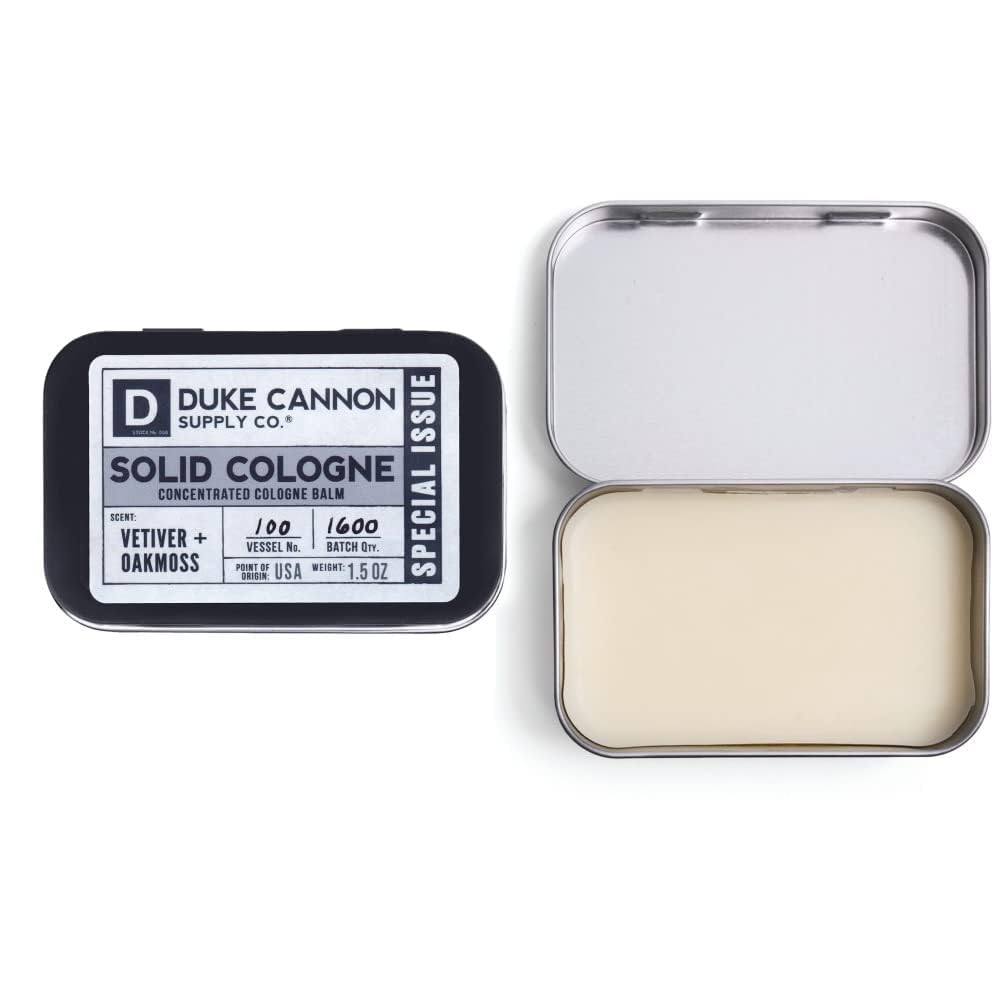 Duke Cannon Solid Cologne for Men, Bourbon Scent, Concentrated Balm, 1.5 oz | Woodsy charred oak barrel aroma inspired by classic bourbon craftsmanship