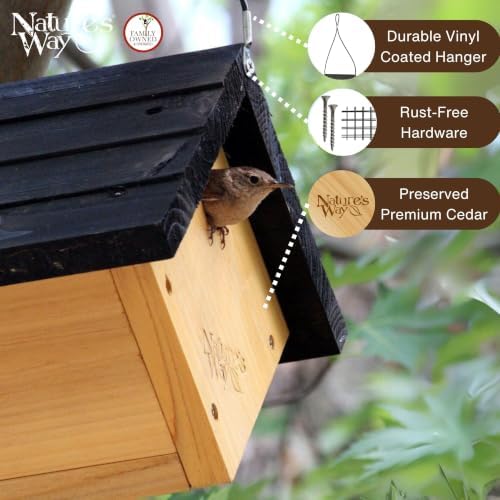 Nature's Way Bird Products CWH1 Cedar Wren House, 8" x 8.875" x 8.125", standard, Brown