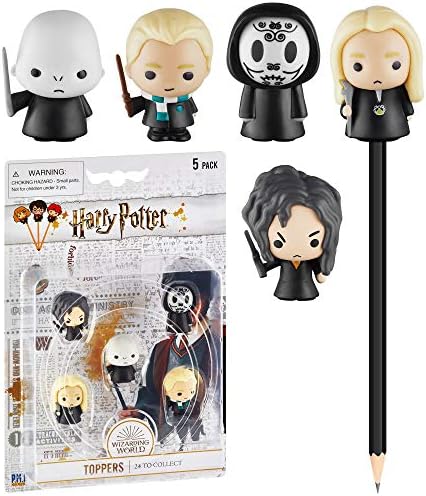 Harry Potter Pencil Toppers, Gifts, Toys, Collectibles – Set of 5 Harry Potter Figures for Writing, Party Decor – Death Eater, Voldemort