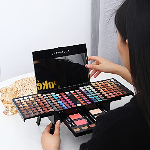 CHARMCODE 190 Colors Cosmetic Make up Palette Set Kit Combination with Eyeshadow Facial Blusher Eyebrow Powder Face Concealer Eyeliner Pencil A