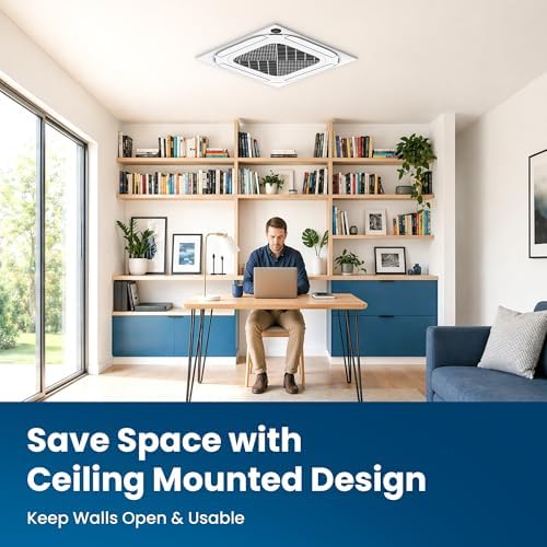 Senville Ceiling Cassette Mini Split AC/Heating System, Inverter, 18000 BTU | 208/230V, Energy Star Certified, AHRI Certified, 16ft Line Set Included, Heat Pump