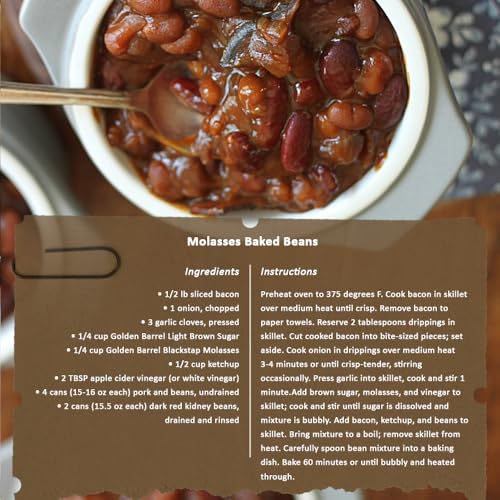 Golden Barrel Unsulfured Blackstrap Molasses, Bulk 128 oz Jug, Rich Robust Molasses for Baking, Cooking & Marinades