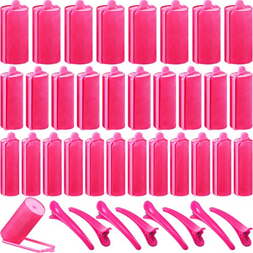 WILLBOND 40 Pcs Sponge Hair Rollers Satin Foam Curlers with Clips, Black
