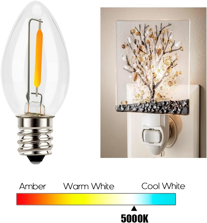 Emotionlite C7 LED Candelabra Bulbs, E12 Base, Warm White 2700K, 4 Pack | lear LED chandelier bulbs, 4W/5W/6W/7W incandescent equivalent with E12 candelabra base