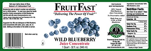 Wild Blueberry Juice Concentrate by FruitFast - (32 FL OZ) Unsweetened, 65 Brix Pure Concentrated Blueberry Juice - 100% Dark Wild Blueberry Extract - No Additives or Fillers!