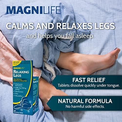 MagniLife Relaxing Legs Sublingual Tablets, 125 Count, Quick-Dissolving Homeopathic Pain Reliever & Nighttime Sleep Aid, Helps Calm Restless Legs, Discomfort & Sleepless Tossing