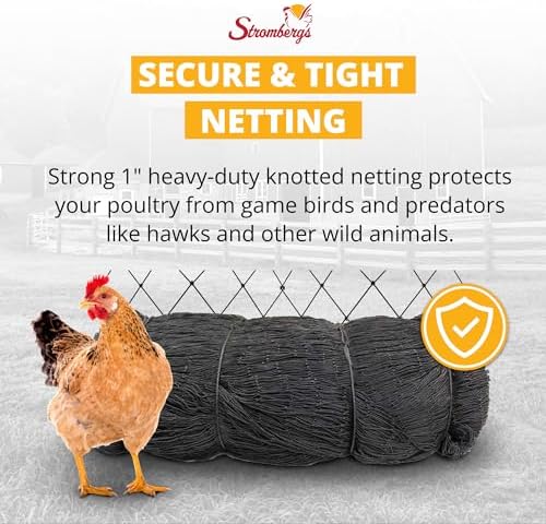 Stromberg’s 2” Mesh Heavy Duty Knotted Aviary Netting, UV Resistant Polyethylene Fiber for Game Birds, Pheasants & Poultry, 85 Lbs Break Strength Durable Against Weather and Predators, Size 25' x 50'