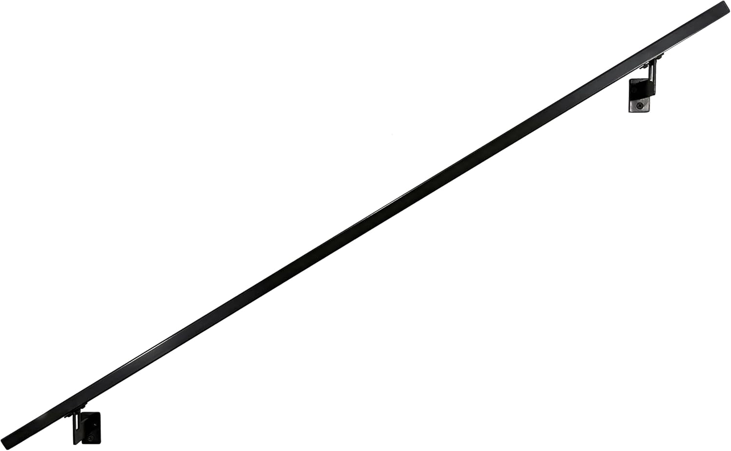 Modern Aluminum Handrail Grab Bar Kit, Adjustable Steel Brackets Included, Returns to Wall, Powder Coated Finish (Black, 4 Foot Handrail Set)