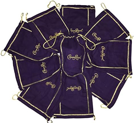 Crown Royal Purple Bag Gold Drawstring Bulk (Pack of 10)