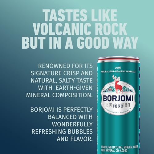 BORJOMI Sparkling Mineral Water with Natural Minerals - Crisp and Bold Taste - PET Bottles - 25.3 oz, Bottled Water 6 Pack