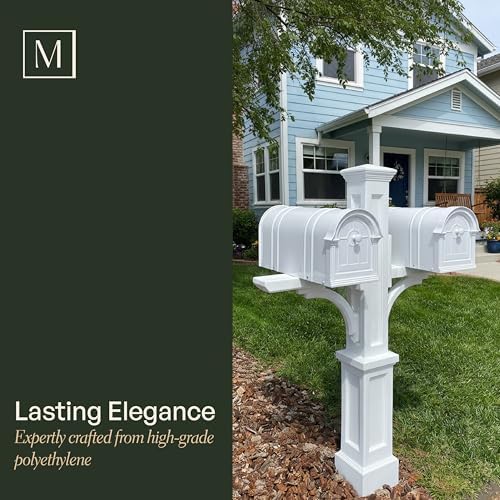 Mayne Newport Plus Double Mailbox Post for 2 Mailboxes, Black | Holds 2 post-mount mailboxes, Weather & fade resistant, All season, 15-year warranty