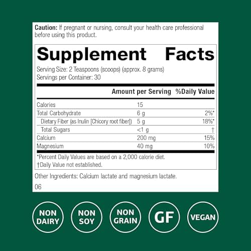 Standard Process Prebiotic Inulin - Gut Health & Immune Support Supplement - Calcium & Magnesium for Bone Health - Good Source of Fiber - Non-Soy