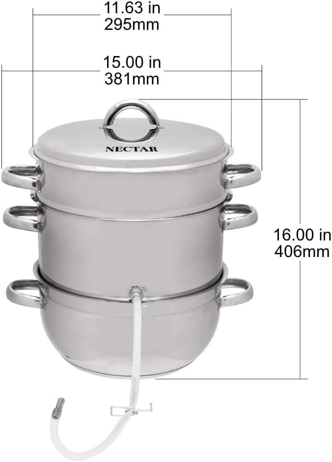VINEYARD Deluxe Stainless Steel Steam Juicer & Roaster Set - Induction Friendly, Tempered Glass Lid, Cool-Touch Handles, 8 Quart Capacity