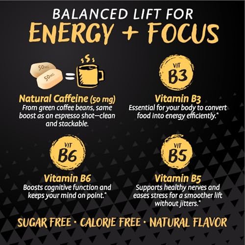 HealthA2Z® PerkUp® Energy Booster, Natural Caffeine 50mg, B Vitamins, Melt-in-Mouth Cubes, Sugar Free, Zero Calorie, Energy, Focus & Productivity