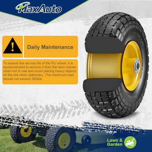 MaxAuto 4.10 3.50-4 Flat Free Tire, 2.25" Offset Hub, 5/8" Bearings, 4 pack