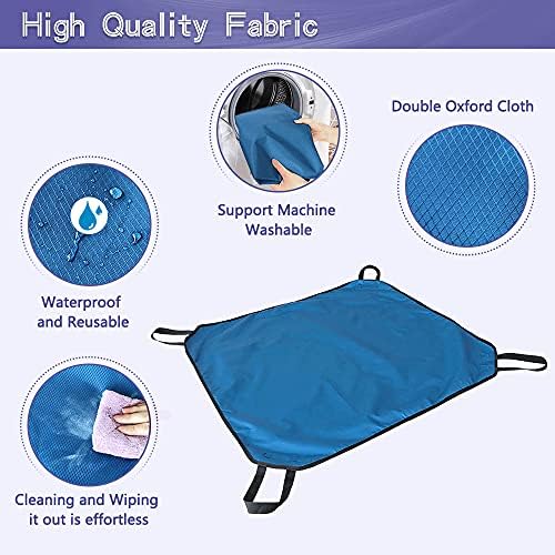 NEPPT Positioning Pad Draw Sheet Patient Transfer Board Lift Sheet Slide Protective Hospital Bed Mat with Handles for Incontinence, Bariatric, Elderly - Reusable & Washable (Blue-39" x 46")