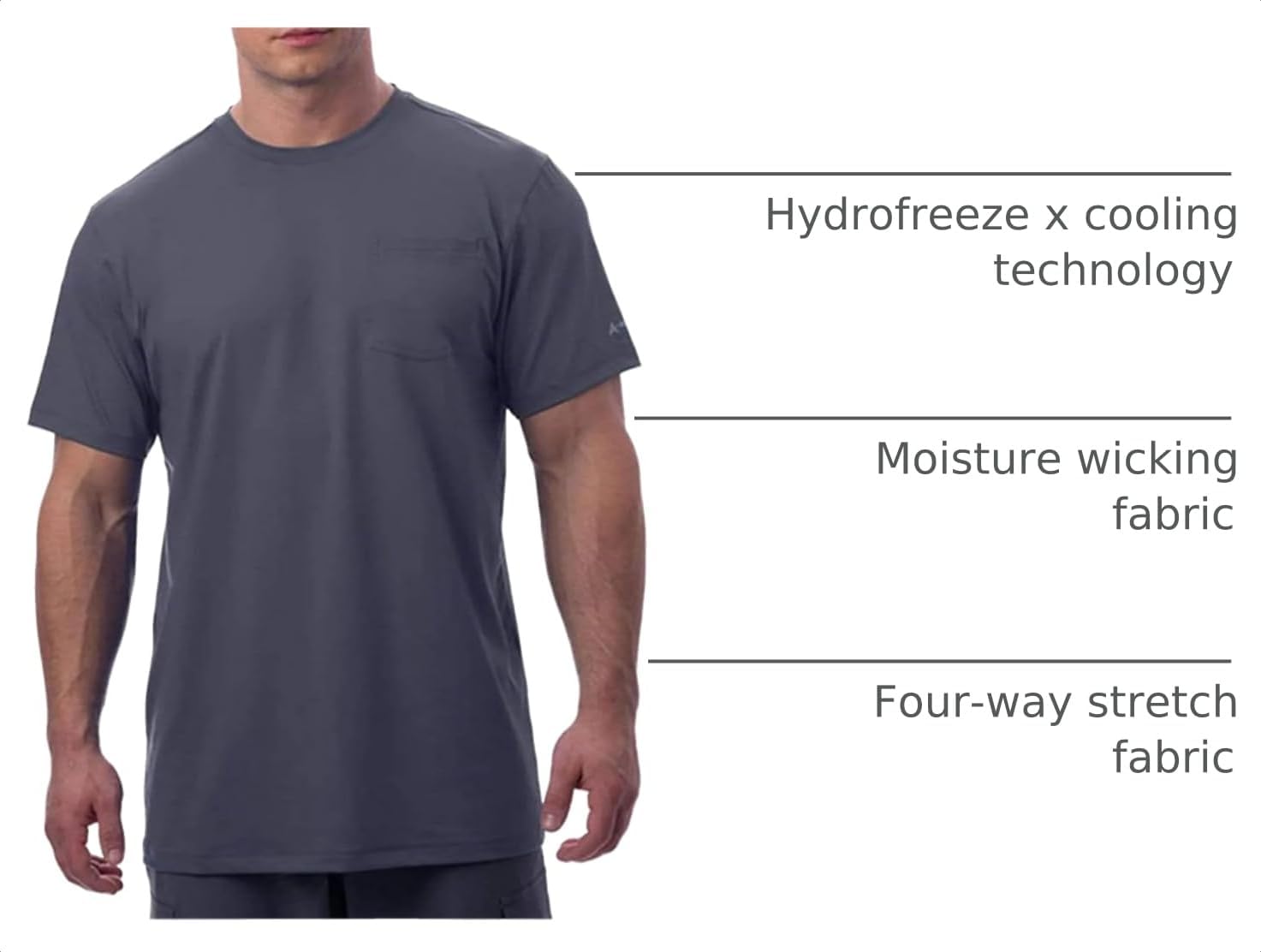 Arctic Cool Men’s Crew Neck Instant Cooling Pocket Workwear Moisture Wicking Performance UPF 50+ Short Sleeve Shirt