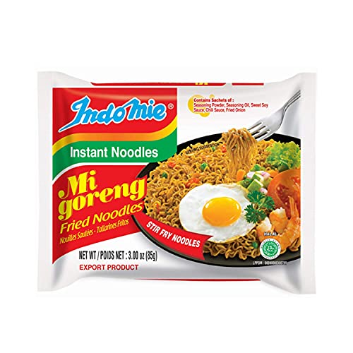 Indomie Mi Goreng Instant Stir Fry Noodles, Halal Certified, Original Flavor (Pack of 30)