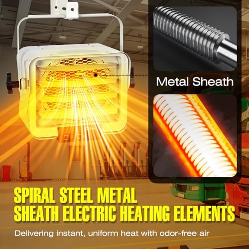 DR. INFRARED HEATER DR-910F 10,000-Watt 240V Heavy-Duty Hardwired Shop Garage Heater Wall/Ceiling Mounted with Remote Controlled Thermostat