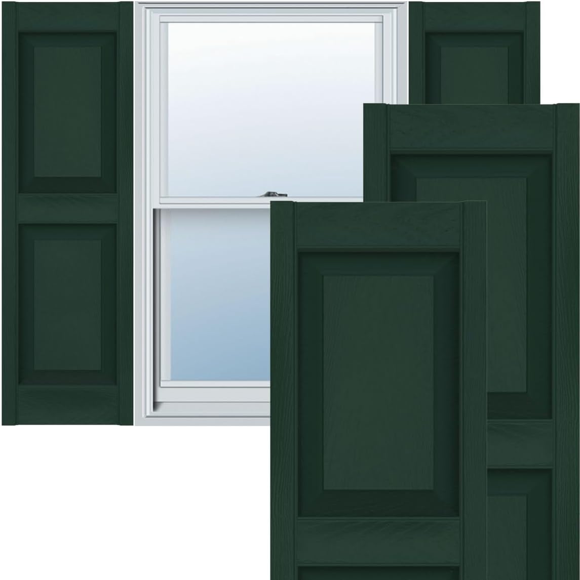 Ekena Millwork Lifetime Vinyl LP2S14X06300BL Standard Two Equal Panel Vinyls, Raised Panel Vinyl Shutters, w/Installation Shutter-Lok's & Matching Screws (Per Pair), 14.75"W x 63"H, Black