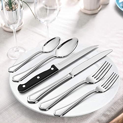 LIANYU 77-Piece Silverware Flatware Set for 12, Stainless Steel Cutlery Set