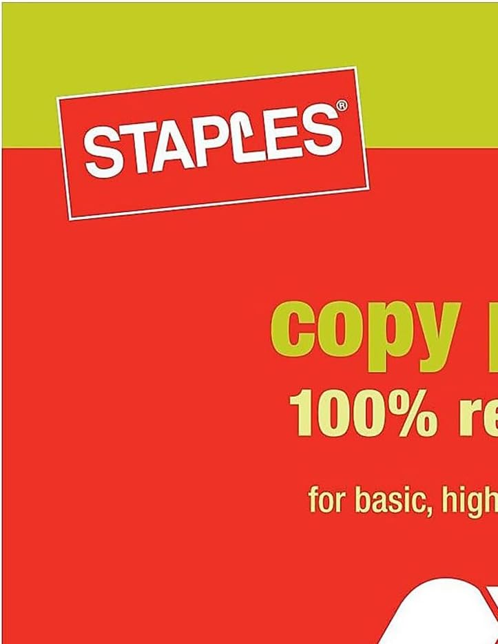 Staples 100% Recycled Printer Paper Bright White Copy/Fax/Laser/Inkjet, 500 Sheets