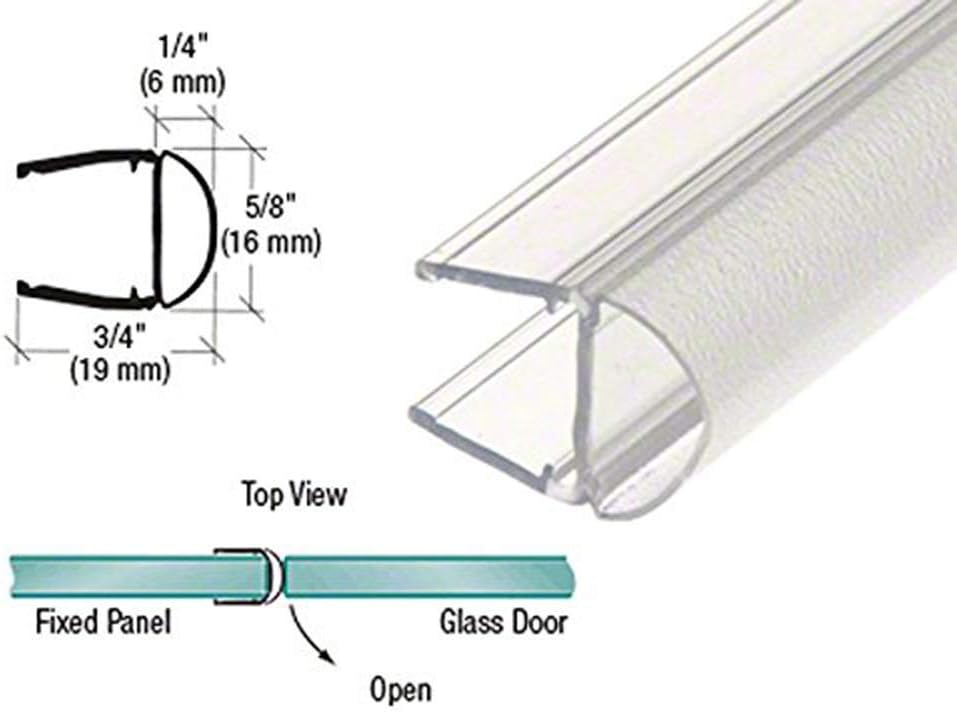 Gordon Glass Co Translucent Vinyl Bulb Seal for 3/8" (10mm) Glass - 84 in Long | Shower Door U-Channel with Soft Bulb Seal for 3/8" Glass