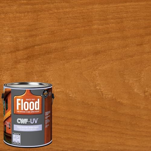 Flood CWF-UV 5 gal Honey Gold Transparent Exterior Wood Stain & Sealer | Oil-Based Penetrating Deck, Fence & Siding Stain, Water Repellent UV