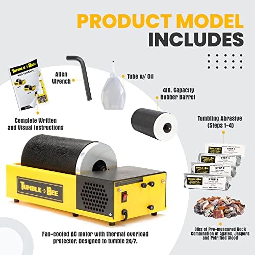 Rock Tumbler - Large Tumbler for Adults and Kids - Rotary Machine for Stone, Rock, Metal and Sea Glass - Polishing Machine Kit for Professionals & Hobbyists - Model TB-14-KIT