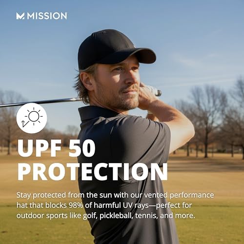 MISSION Cooling Vented Performance Hat Unisex Cap for Workouts, Golf & Running, Sweat & Water Activated Technology
