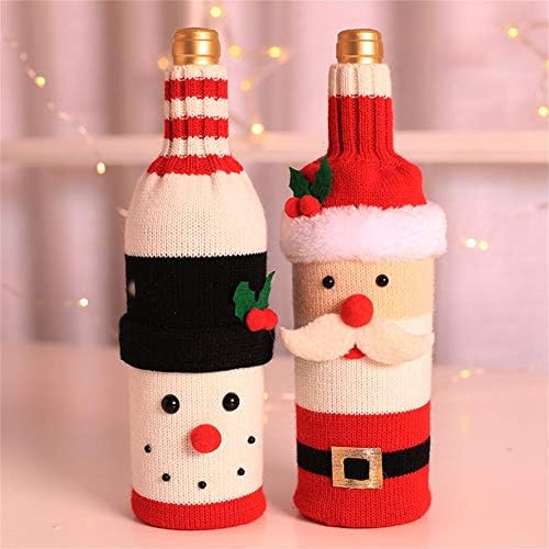 Cute Christmas Sweater Wine Bottle Cover, Handmade Wine Bottle Sweater for Christmas Decorations Cute Christmas Sweater Party Decorations 2pcs