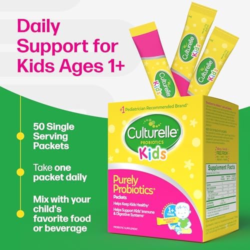 Culturelle Kids Packets Daily Probiotic Supplement | Helps Support a Healthy Immune & Digestive System* | #1 Pediatrician Recommended Brand††† | 50 Single Packets | Package May Vary | From the #1 Pediatrician-Recommended Brand± Digestive Gut Health & Imm…