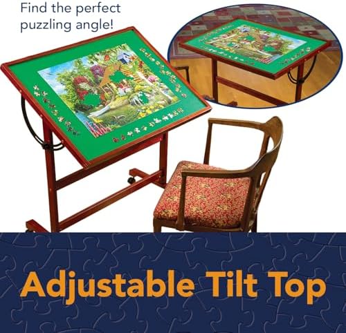 Bits and Pieces Puzzle Table Portable Puzzle Board - Adjustable Rotating Puzzle Table with Wheels and Cover