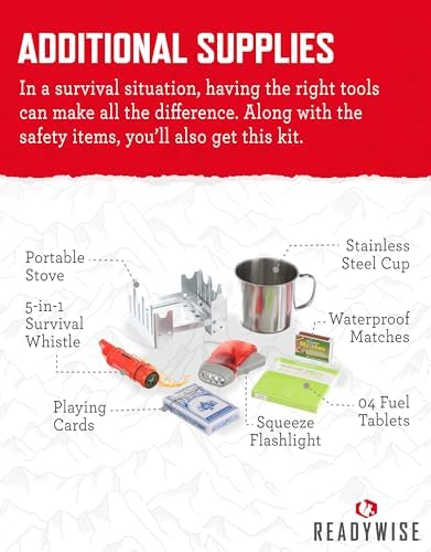 ReadyWise Emergency Survival Gear – Tactical Military Backpack, Camping Essentials Bug Out Bag & Survival Kit, Prepper & Hurricane Supplies