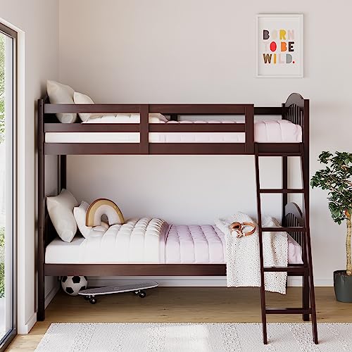 Storkcraft Long Horn Twin-Over-Twin Bunk Bed, White | GREENGUARD Gold Certified, Converts to 2 Individual Twin Beds, Wood Bunk Bed for Kids Bedroom, No Box Spring Required