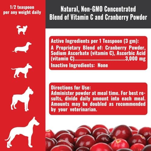 Dogzymes Cran Tri C Urinary Tract Support, Vitamin C Blend, 1418mg per Teaspoon (1 Pound)