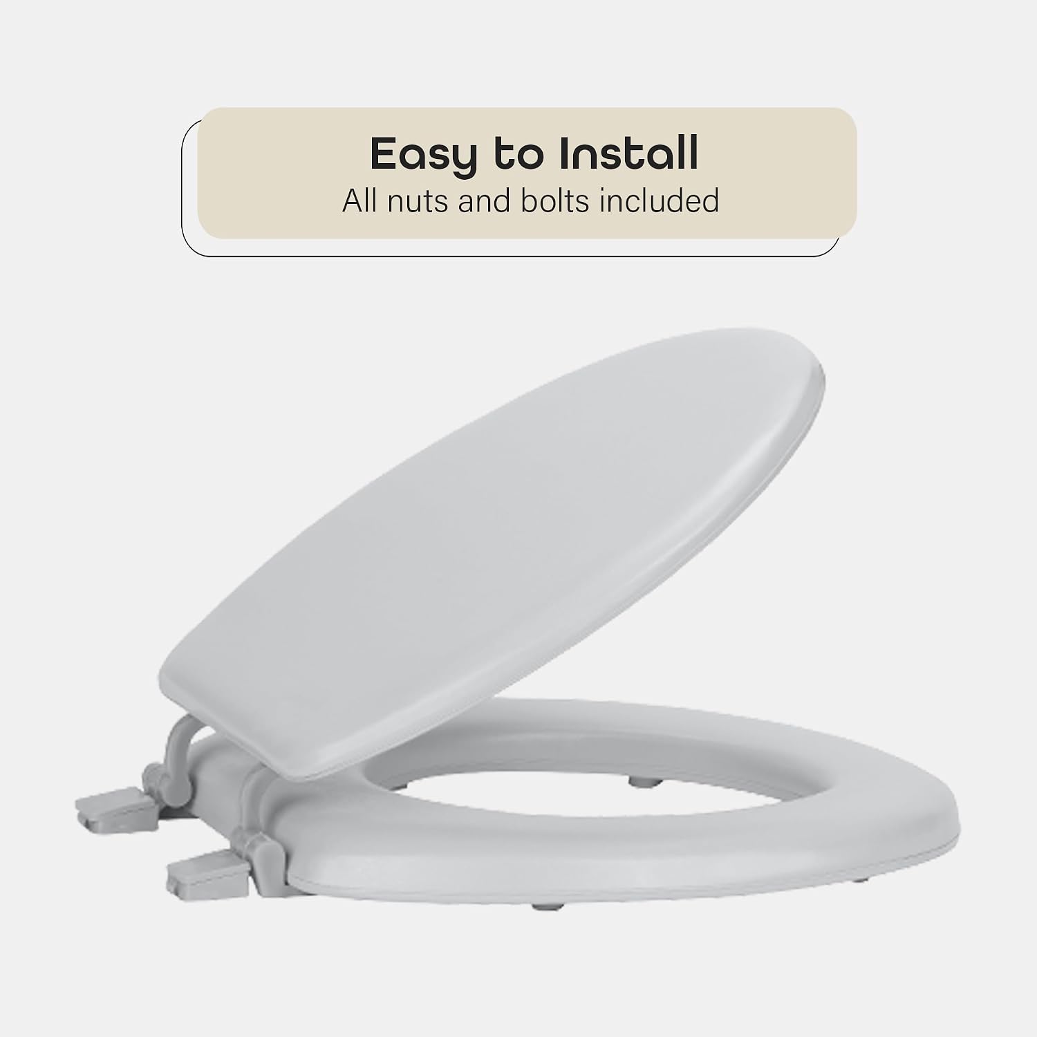 Soft Elongated Vinyl Toilet Seat, Black - 19 Inch Soft Vinyl Cover with Comfort Foam Cushioning - Fits All Elongated Size Fixtures - Easy to Install Fantasia by Achim Home Decor