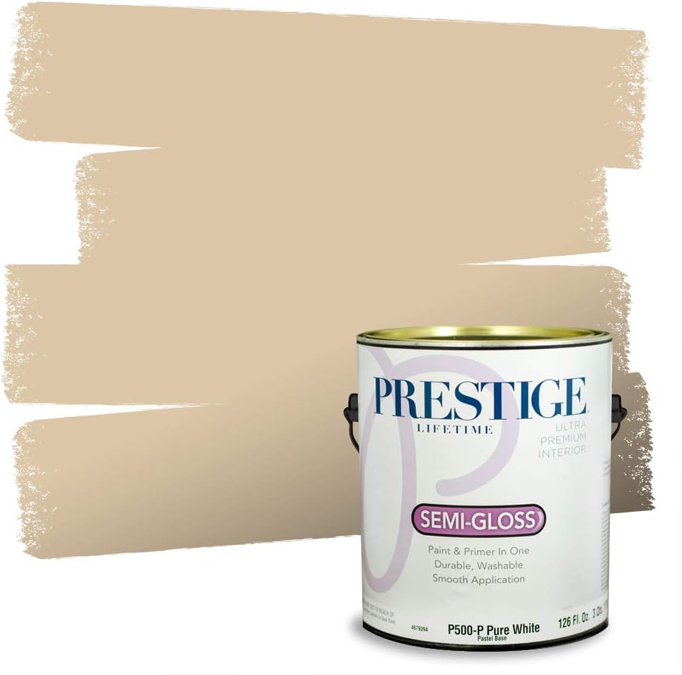 PRESTIGE Paints Exterior Paint and Primer In One, 1-Gallon, Satin, Comparable Match of Sherwin Williams* Relaxed Khaki*